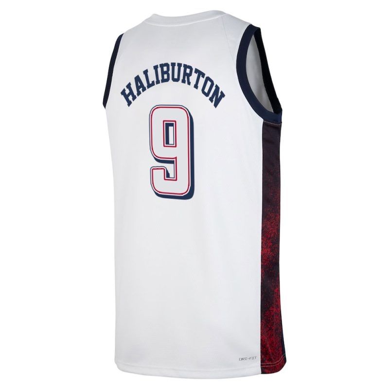 Tyrese Haliburton #9 White Men's USA Basketball 2024 Swingman Player Jersey Tyrese Haliburton #9 White Men's USA Basketball 2024 Swingman Player Jersey