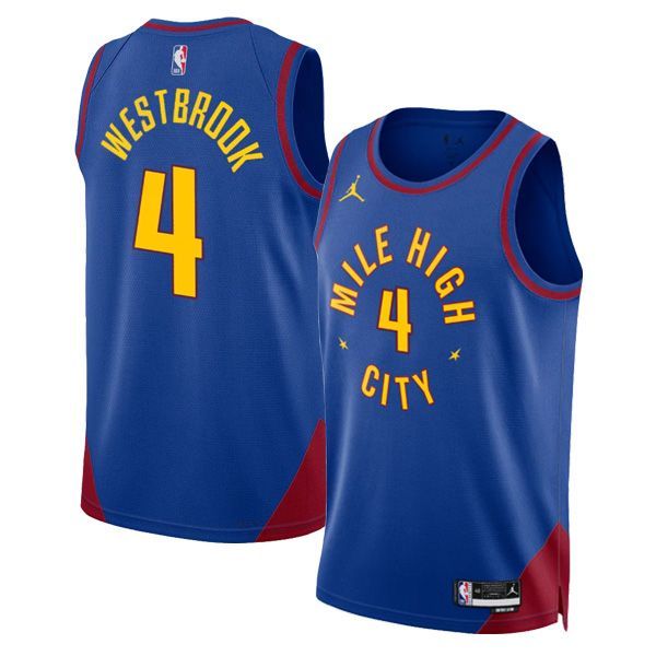 23-24 Denver Nuggets Jordan Blue Statement Jersey Russell Westbrook 4 23-24 Denver Nuggets Jordan Blue Statement Jersey Russell Westbrook 4