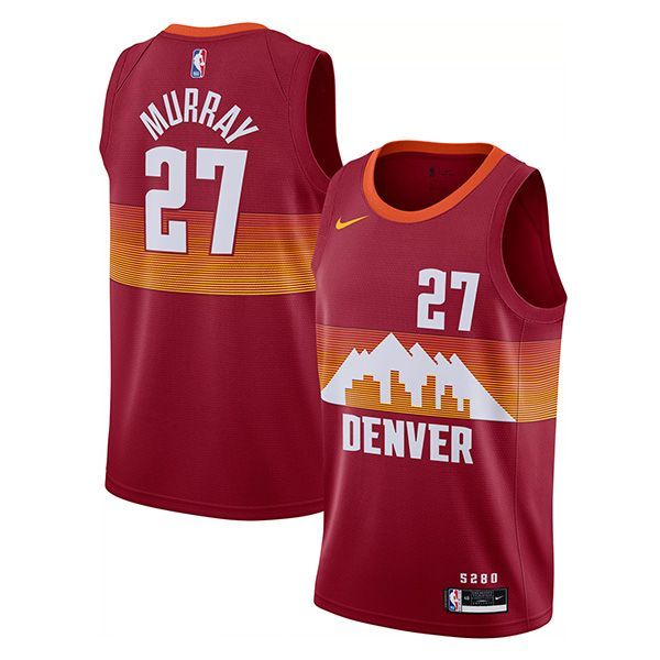 21-22 Mens Denver Nuggets Jamal Murray 27 Red Swingman Jersey