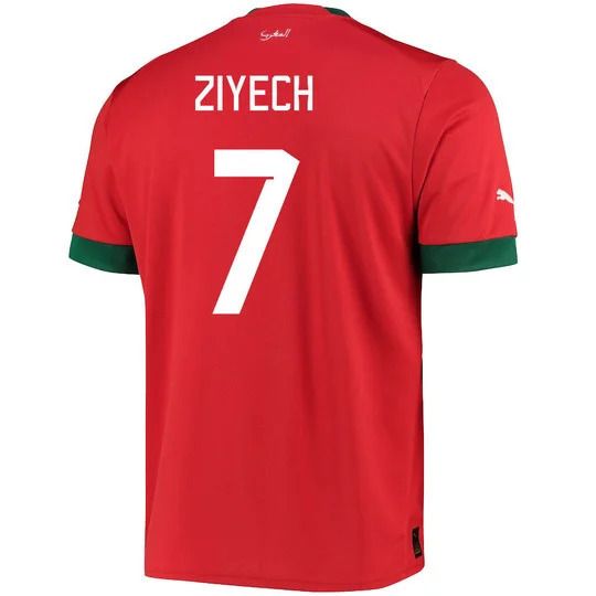AFCON Morocco Home Hakim Ziyech #7  Soccer Jersey 2024