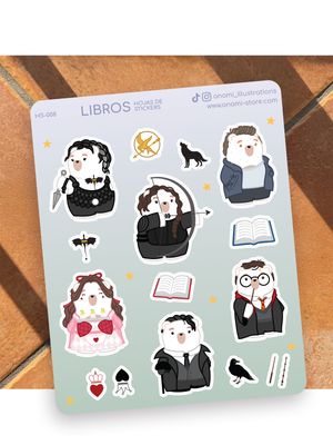 Hoja de stickers de Personajes de Libros