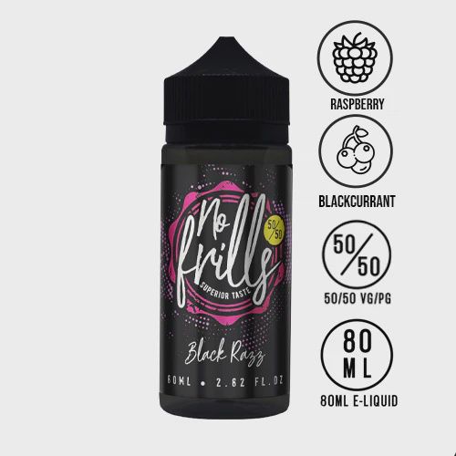 No Frills Black Razz 50/50 80ml Shortfill