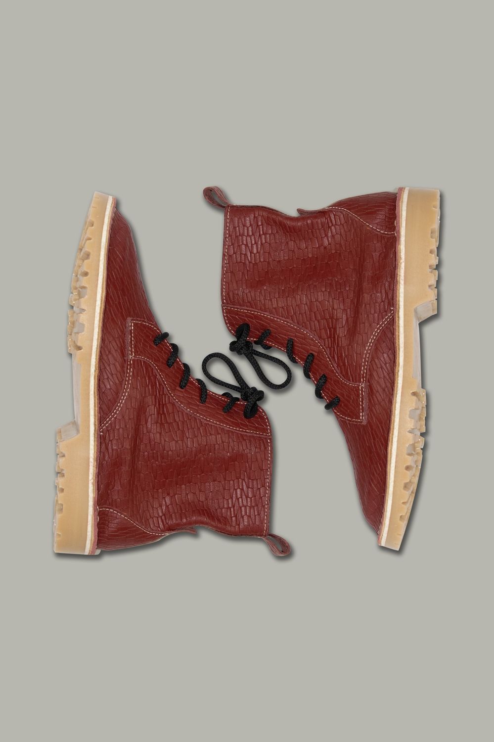 Lace-Up Boots | Embossed Leather