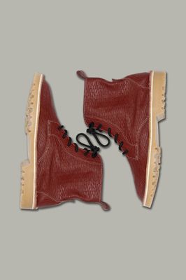 Lace-Up Boots | Embossed Leather