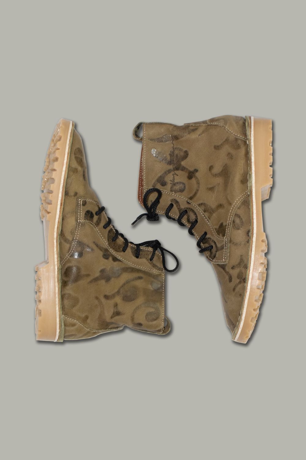 Lace-Up Boots | Embossed Leather