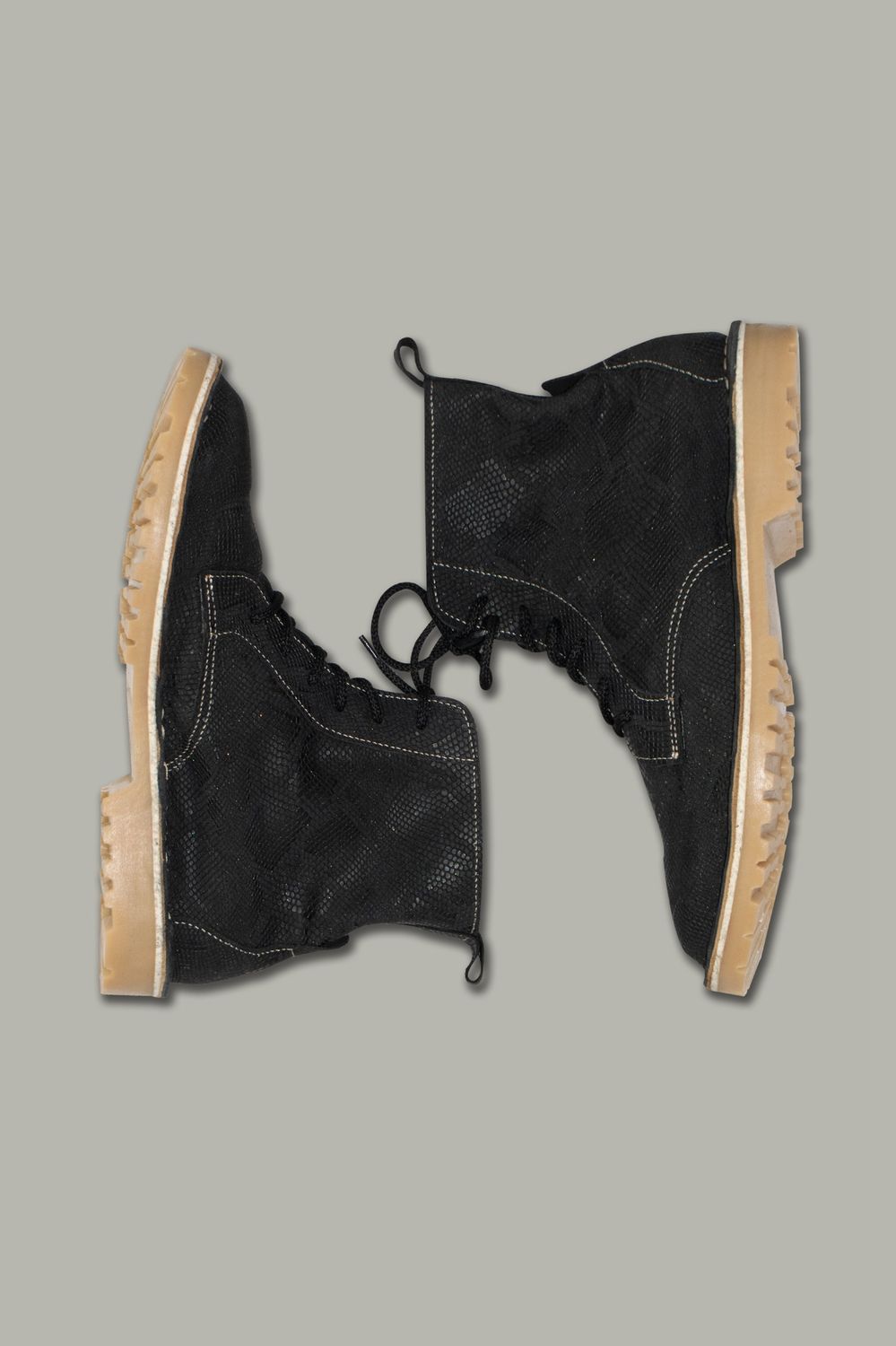 Lace-Up Boots | Embossed Leather