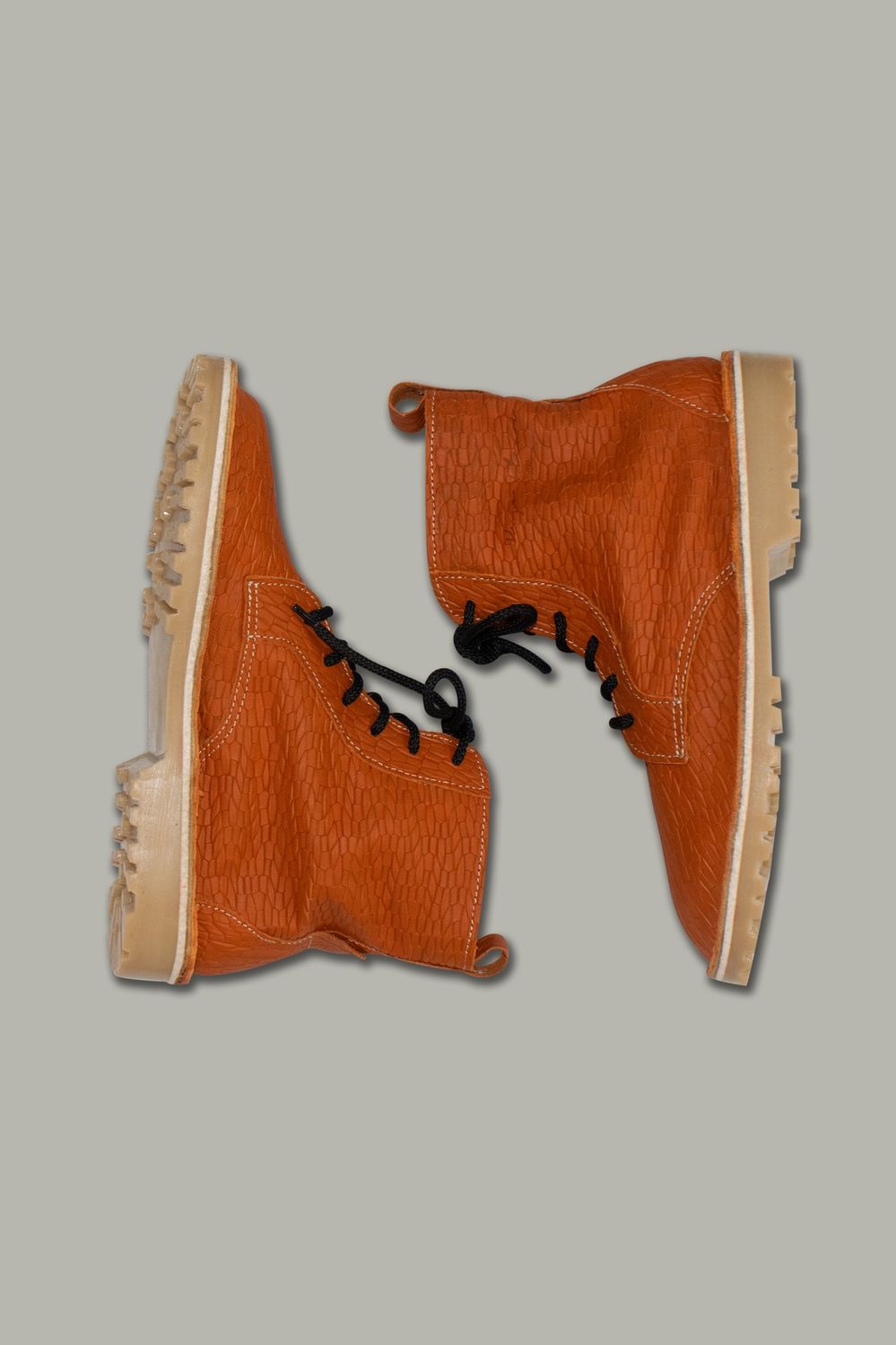 Lace-Up Boots | Embossed Leather