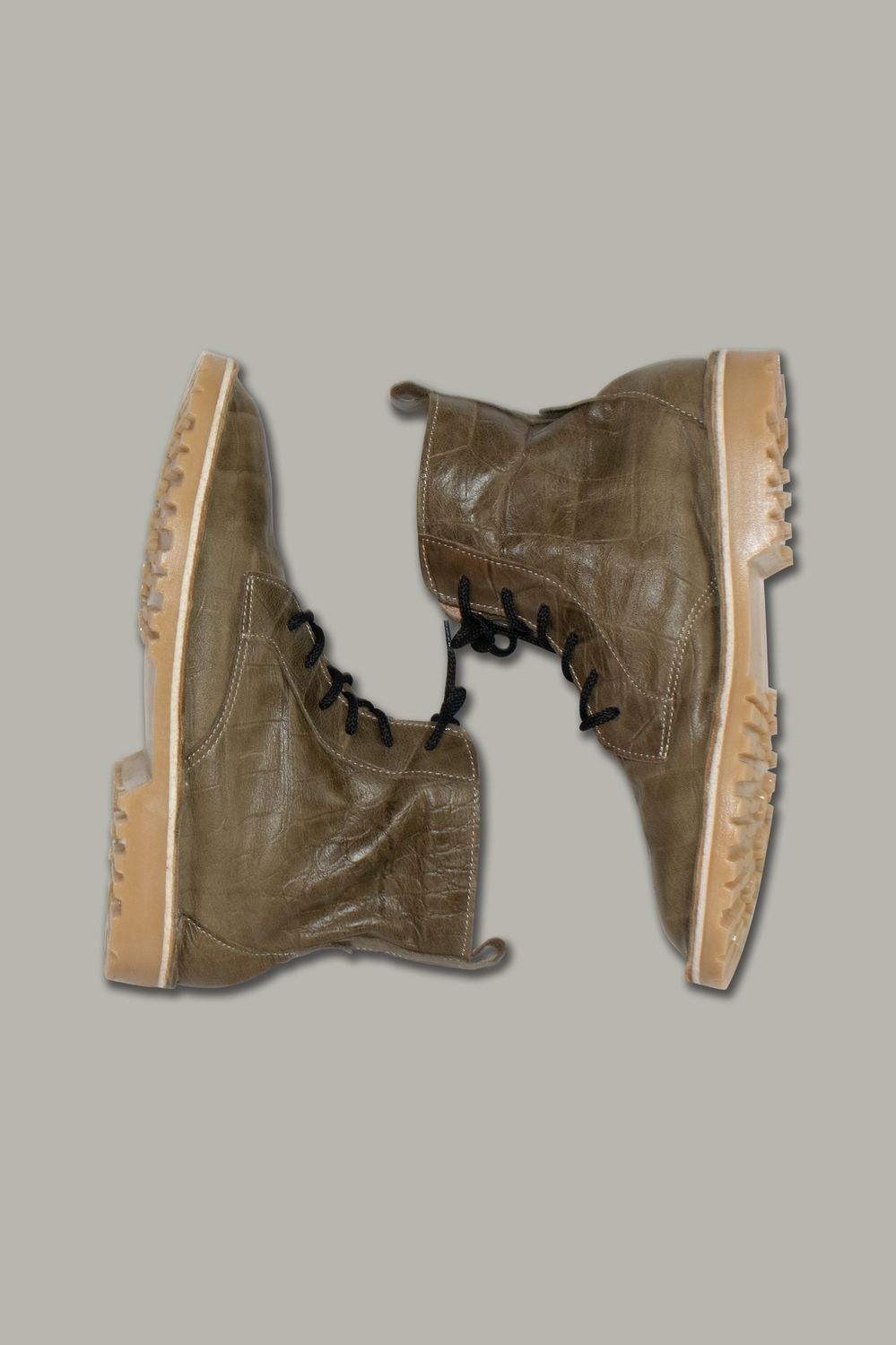 Lace-Up Boots | Embossed Leather