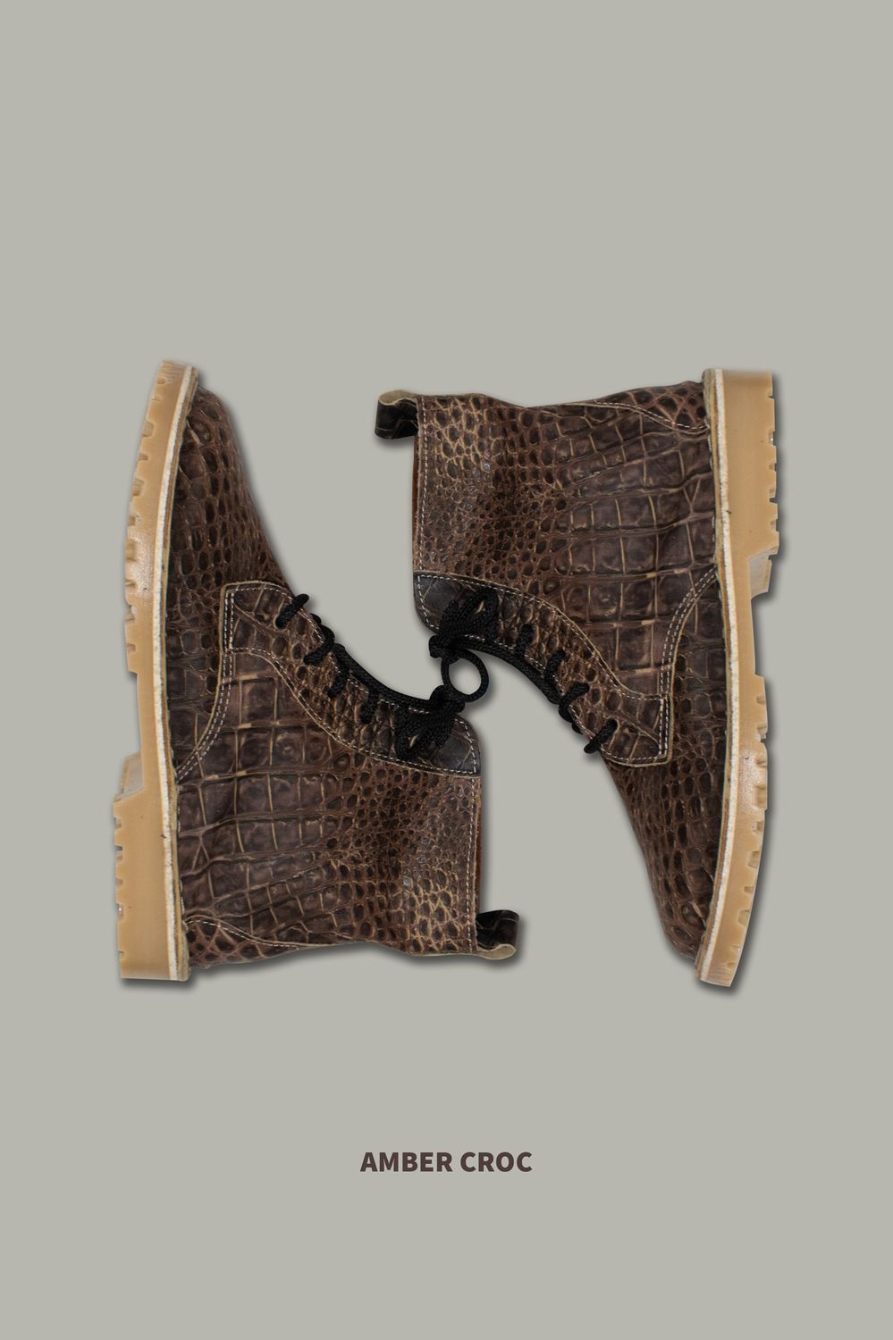 Lace-Up Boots | Embossed Leather