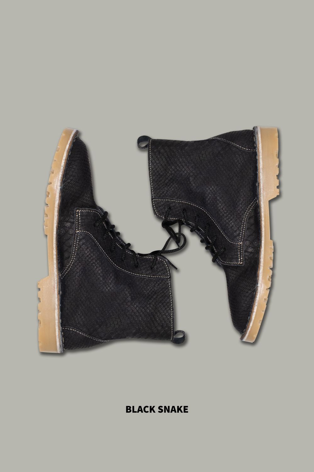 Lace-Up Boots | Embossed Leather