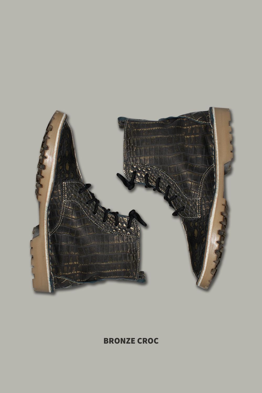Lace-Up Boots | Embossed Leather