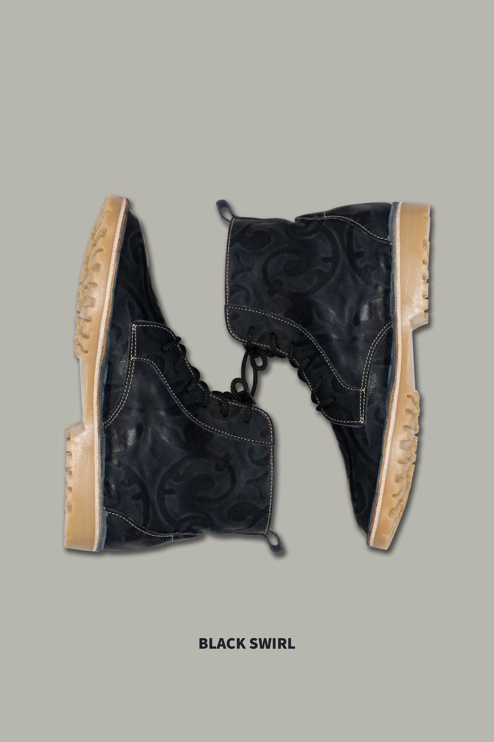 Lace-Up Boots | Embossed Leather