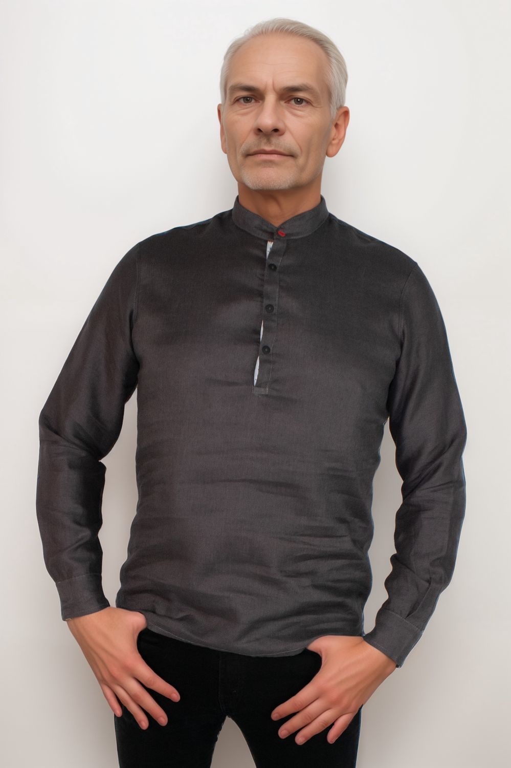 Dennis Shirt | Linen, Colour: Charcoal, Size: 1, Sleeve length: Long Sleeve