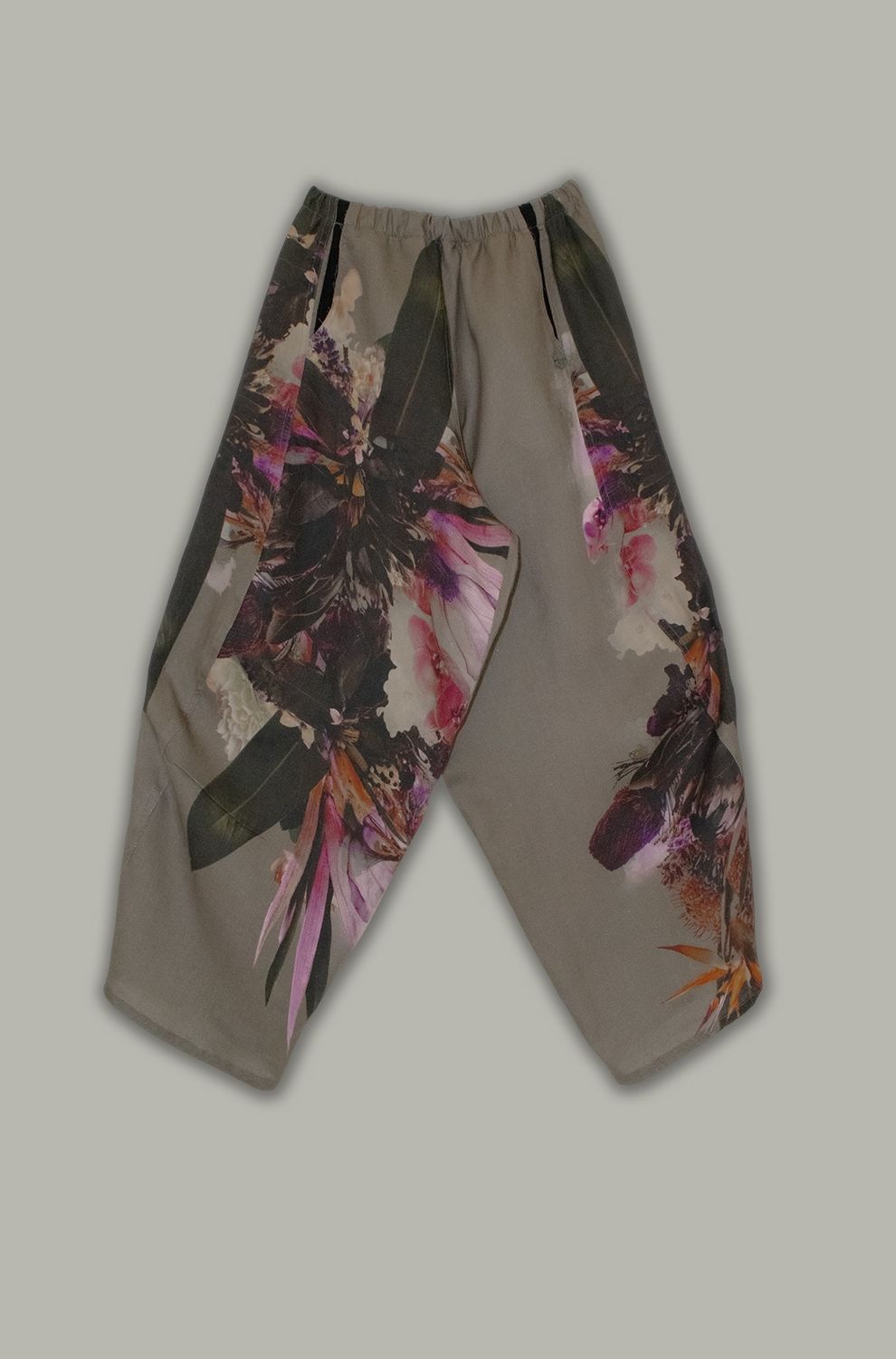 Charmaine Pants | Print | Linen, Print: Khaki/Purple Protea, Size: 0