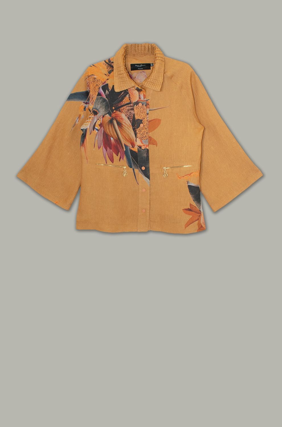 Karen Shirt  | Linen, Print: Orange Strelitzia, Size: 0