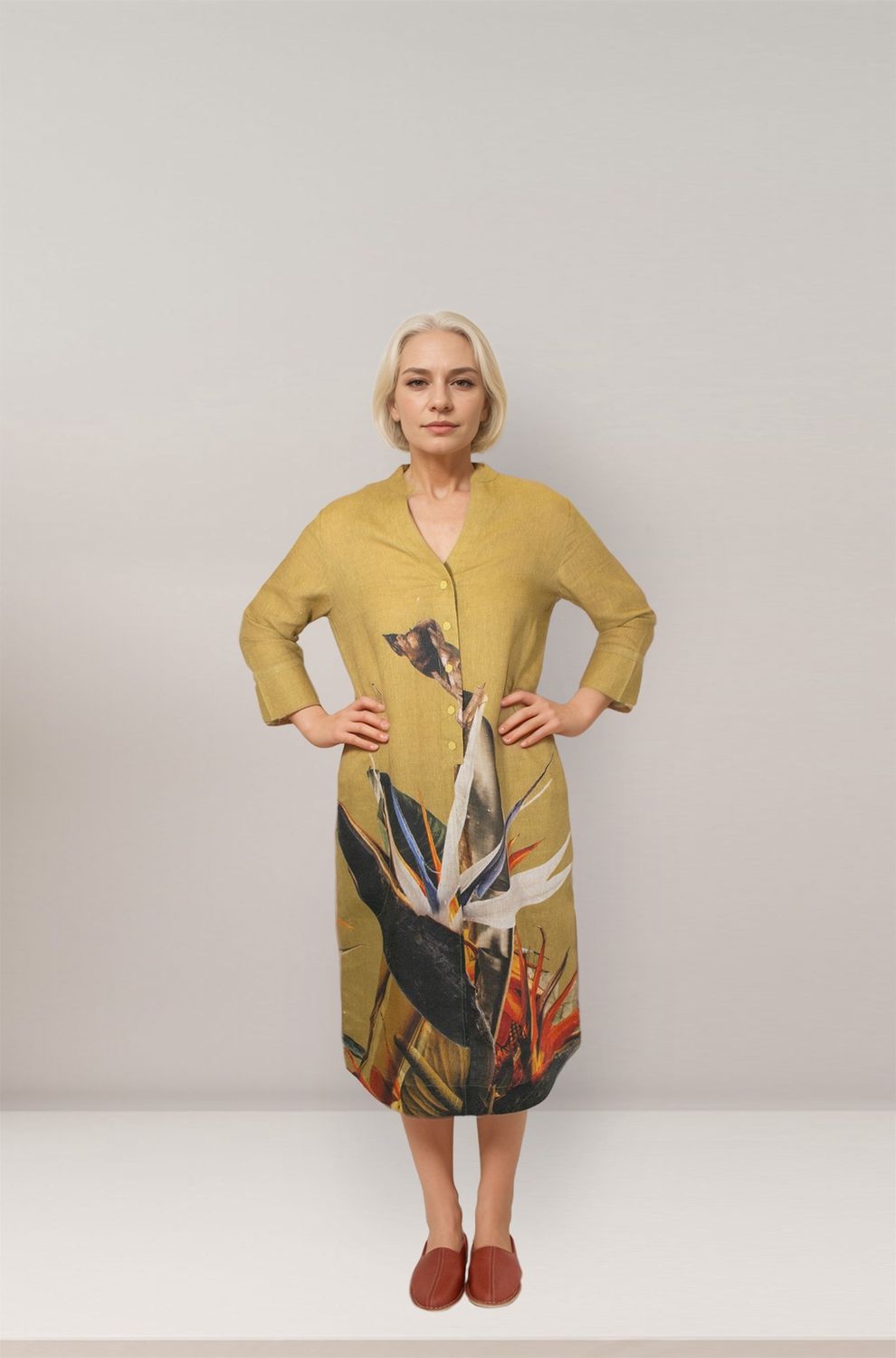 Sanet Dress | Border Printed Linen