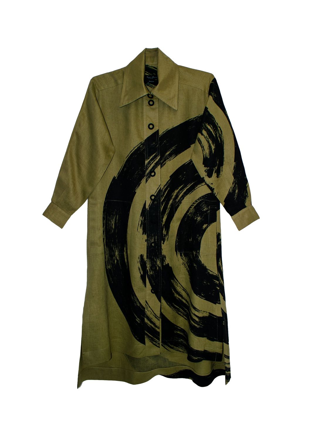 Luna Dress | linen dress, Print: Graphic Sumi&#39;e print, Size: 1
