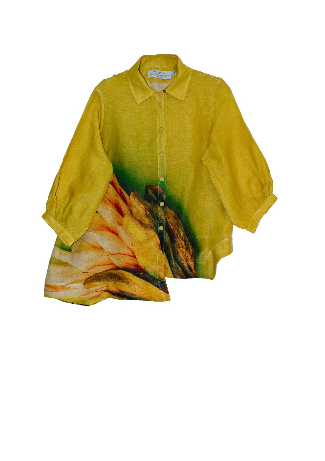 Anja | Mesh linen, Print: Yellow King Protea, Size: 0