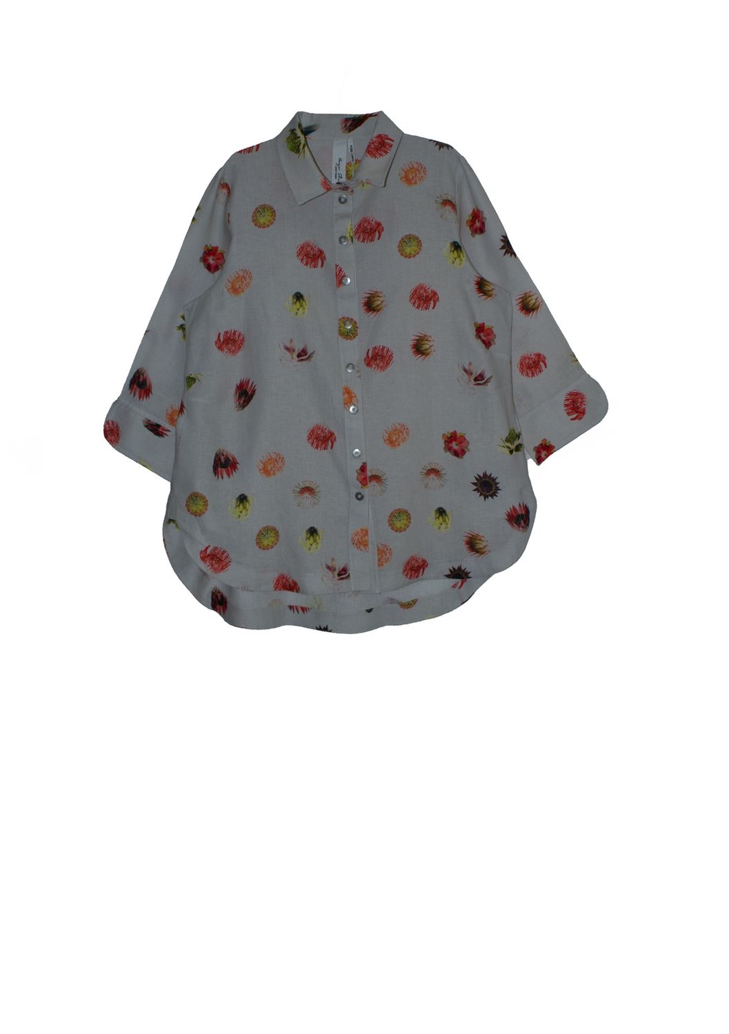 lucinda collection | yasmine shirt | linen, Print: protea motive, Size: 5