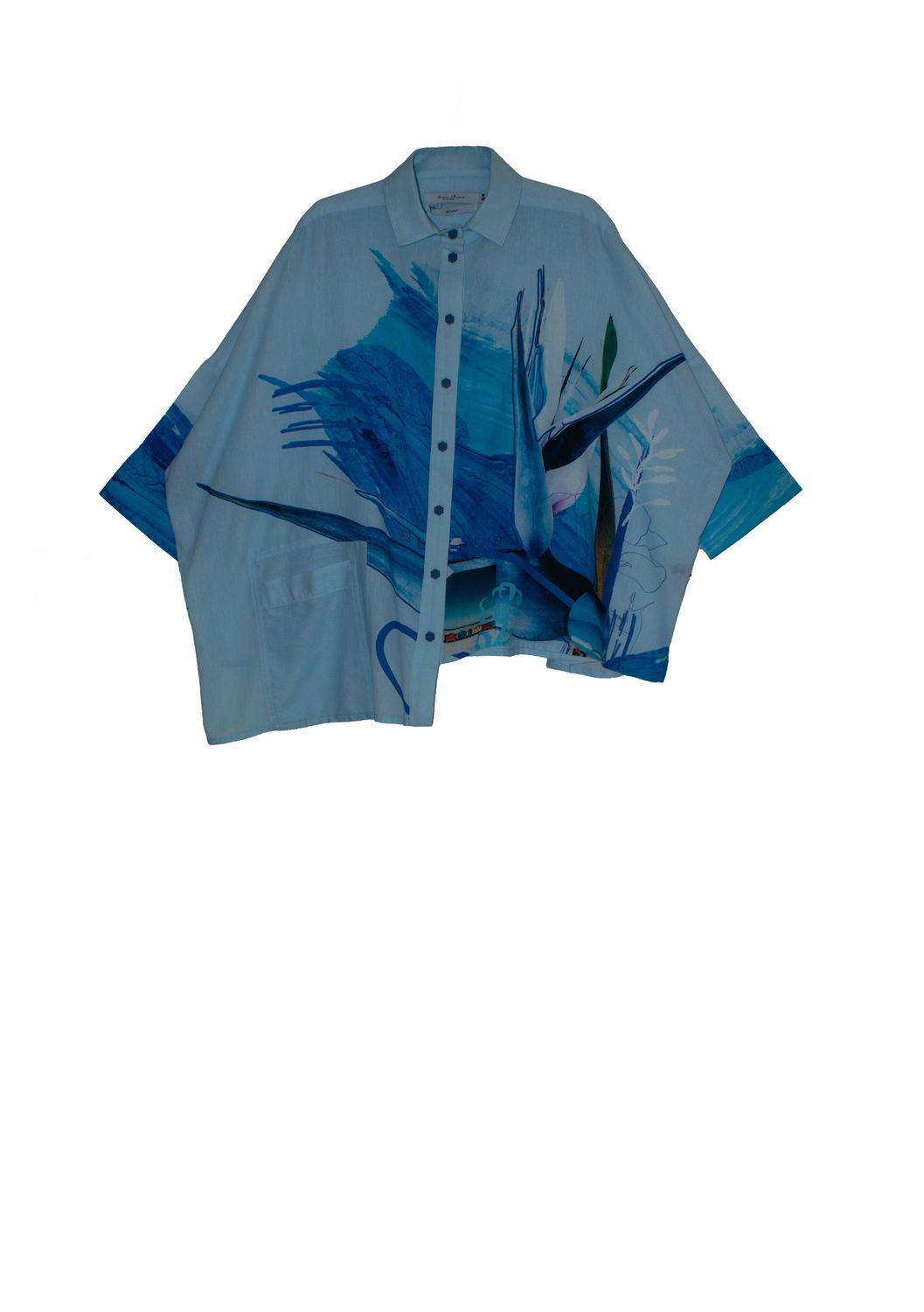 lucinda collection | pearl shirt | muslin, Print: blue brush stroke, Size: 3|4