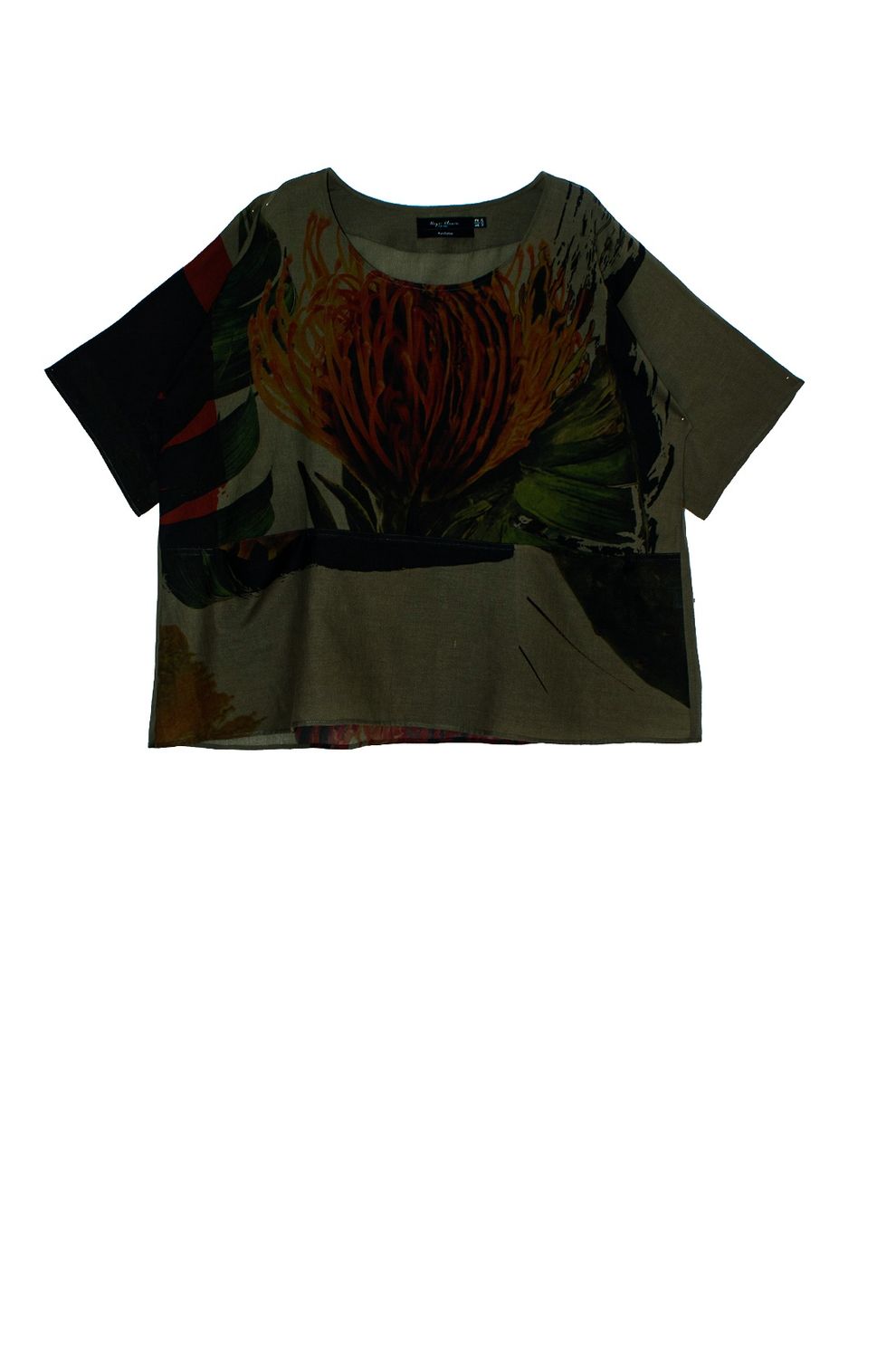 Baroque Top | Cotton Voile, Print: Khaki Pincushion, Size: 0