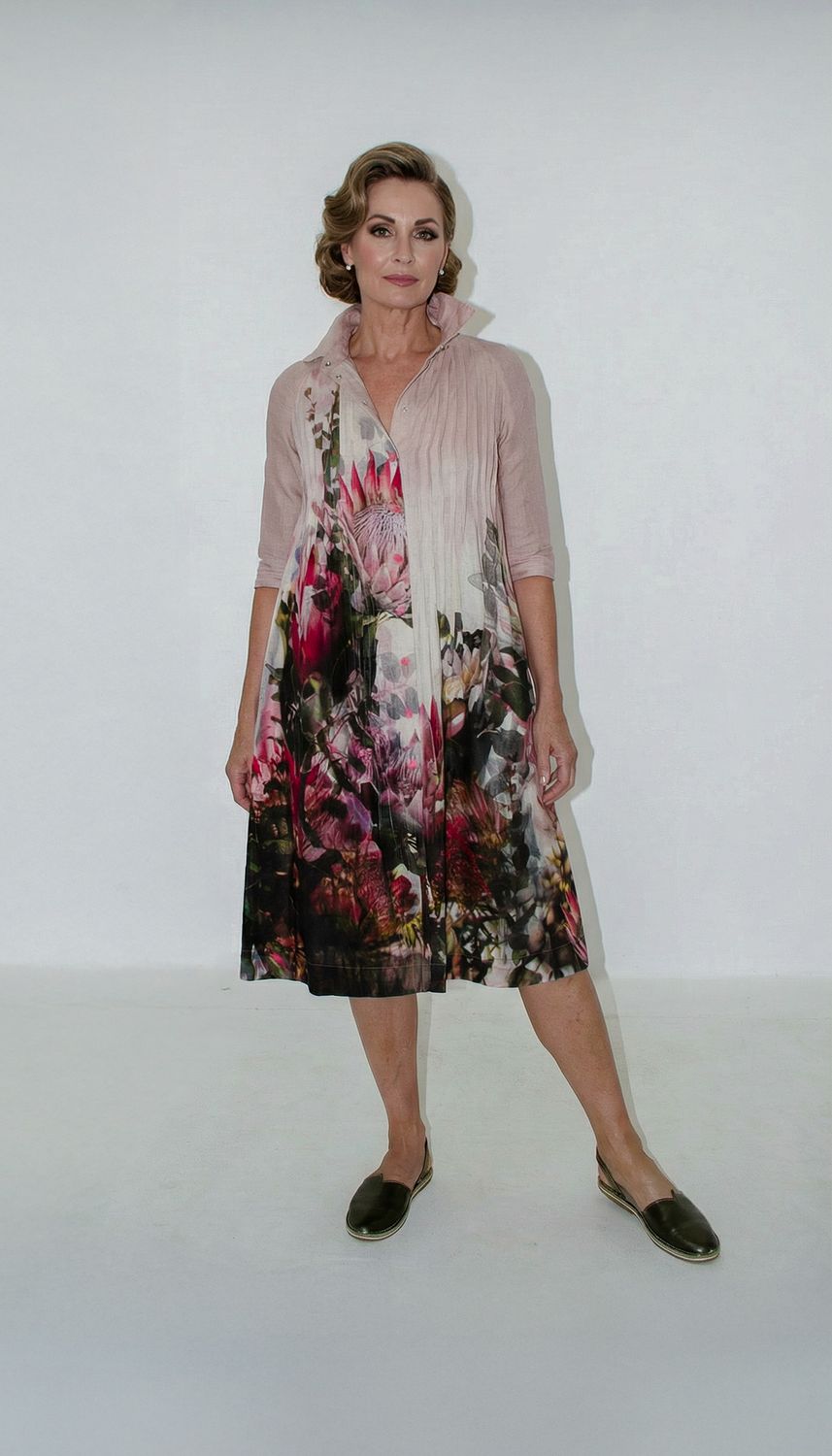 Caroline Dress | Printed linen