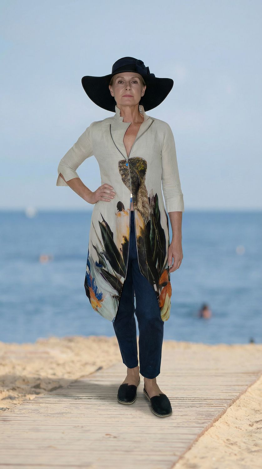 Yoco Dress | Border Print | Linen