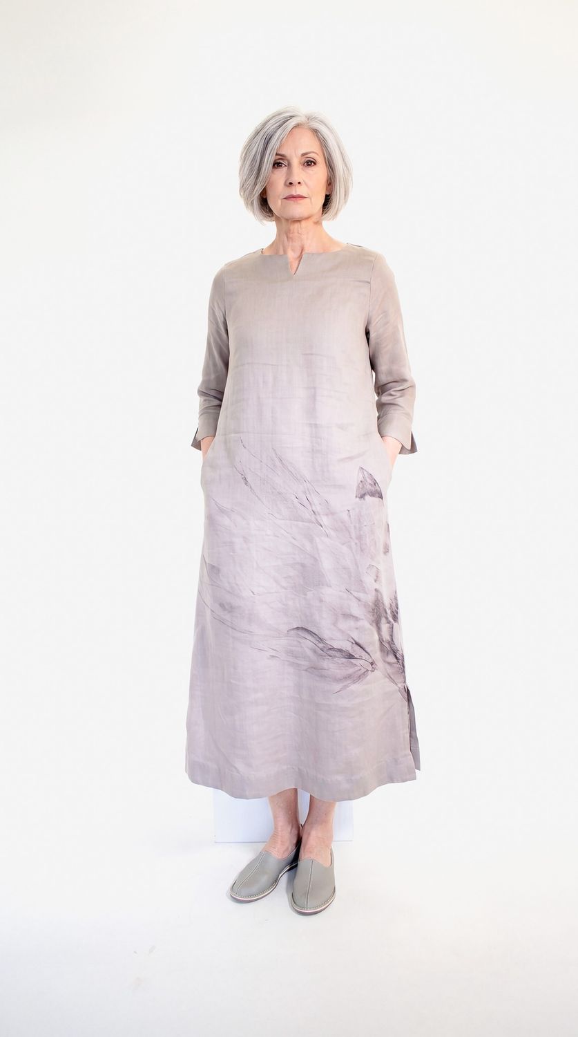 A-Line Dress | Big Print | Linen