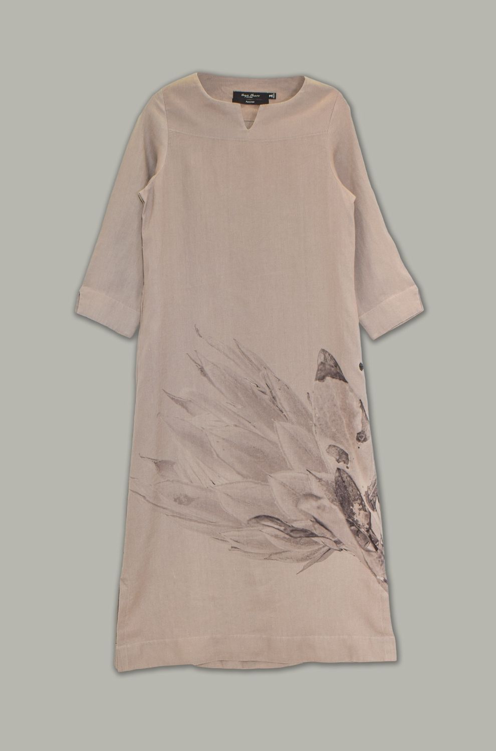 A-Line Dress | Big Print | Linen, Print: Monotone Taupe, Size: 1
