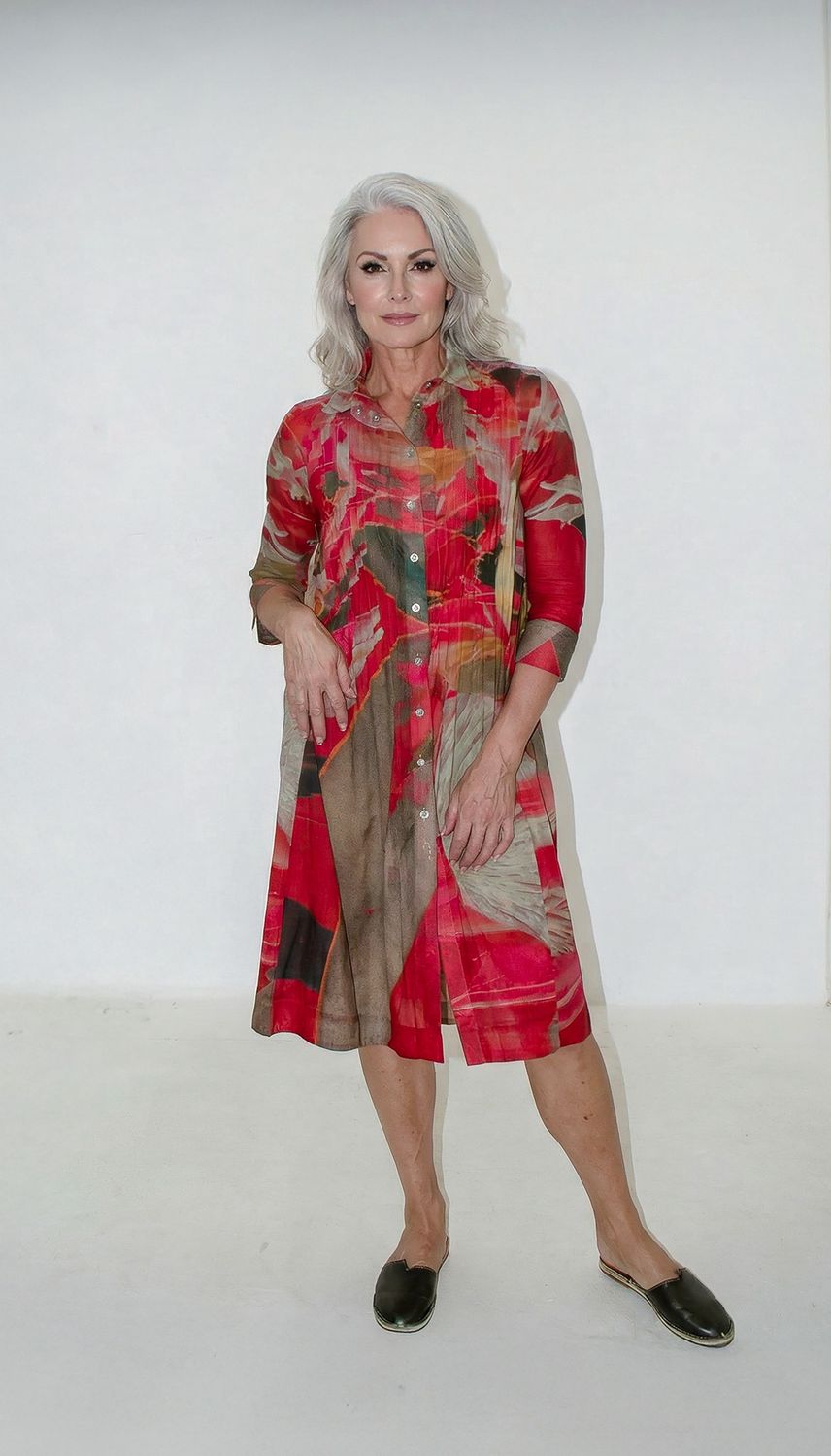Caroline Dress | Printed Voile, Print: Watermelon Protea, Size: 5