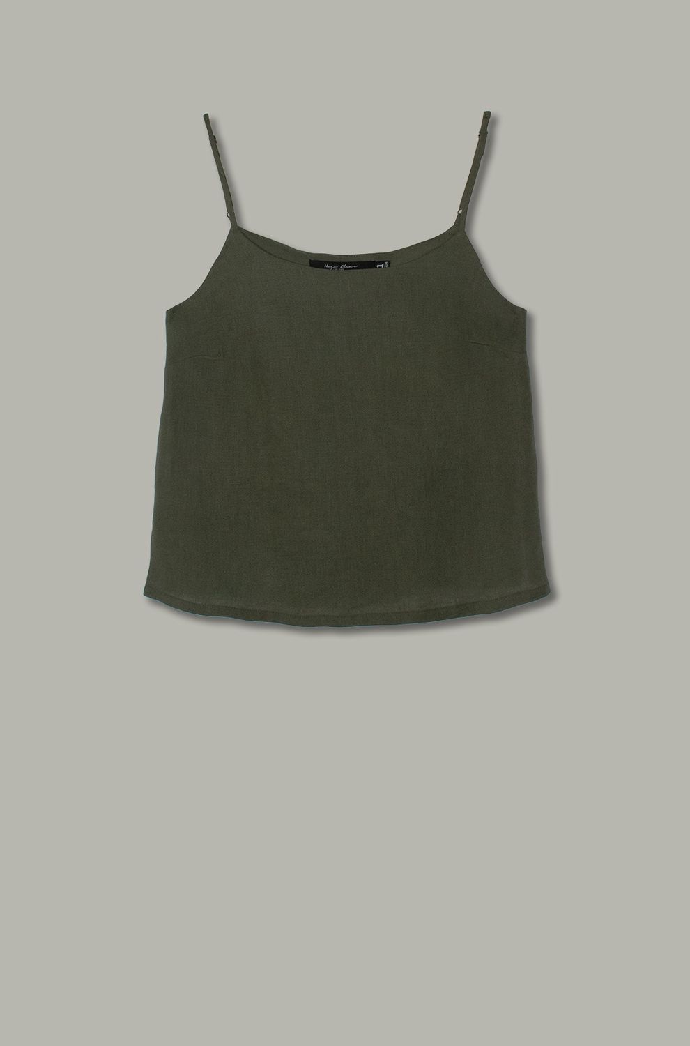 Lexi Camisole | Solid | Linen, Colour: Khaki, Size: 1