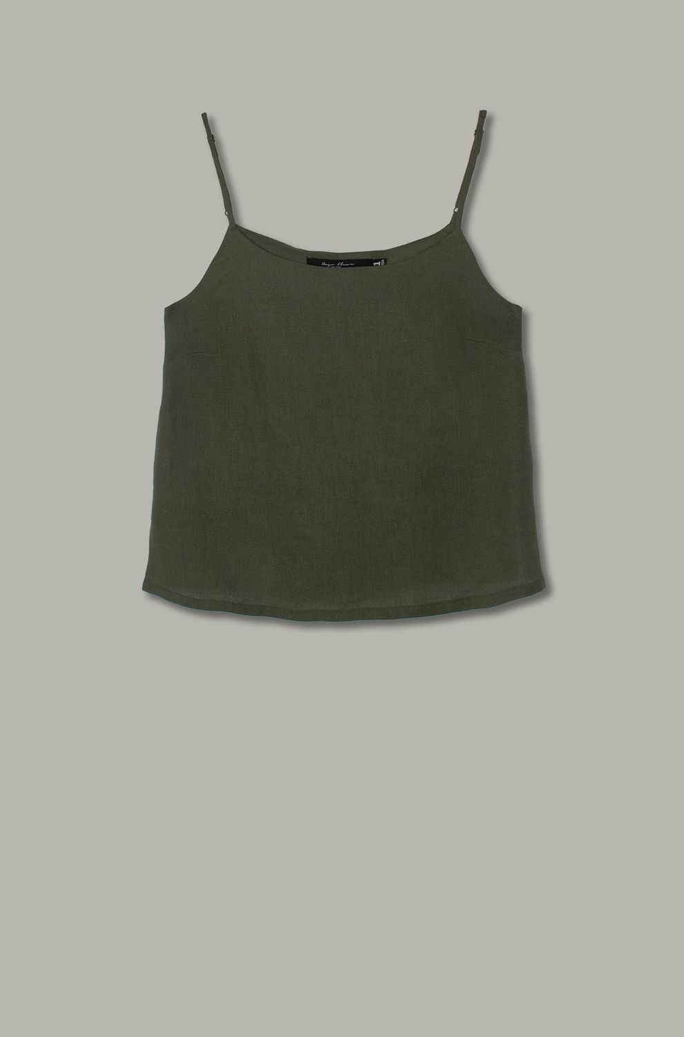 Lexi Camisole | Solid | Linen, Colour: Khaki, Size: 1
