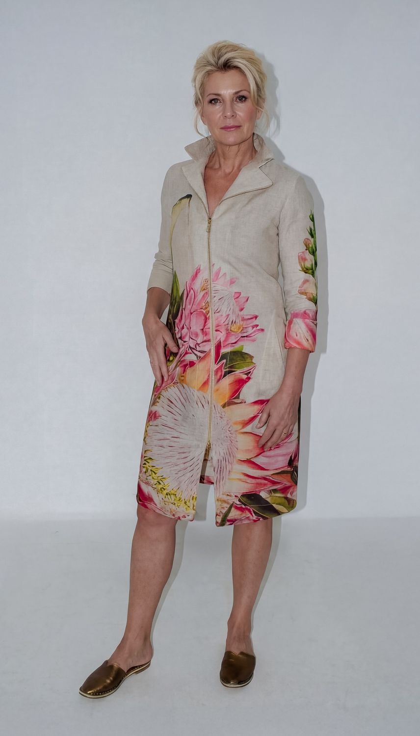 Yoco Dress | Border Print | Linen