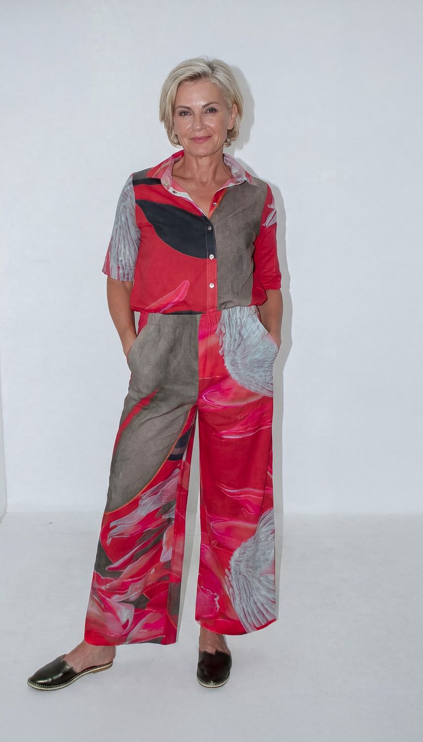 Wide Leg  Pants, Print: Watermelon Protea, Size: 1|2