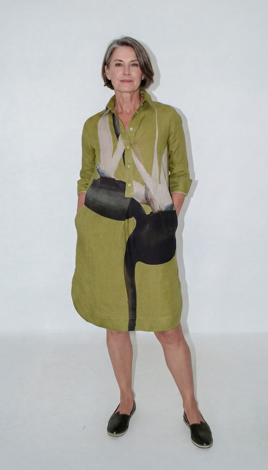 Gayle Shirt, Print: Green Strelitzia, Size: 1