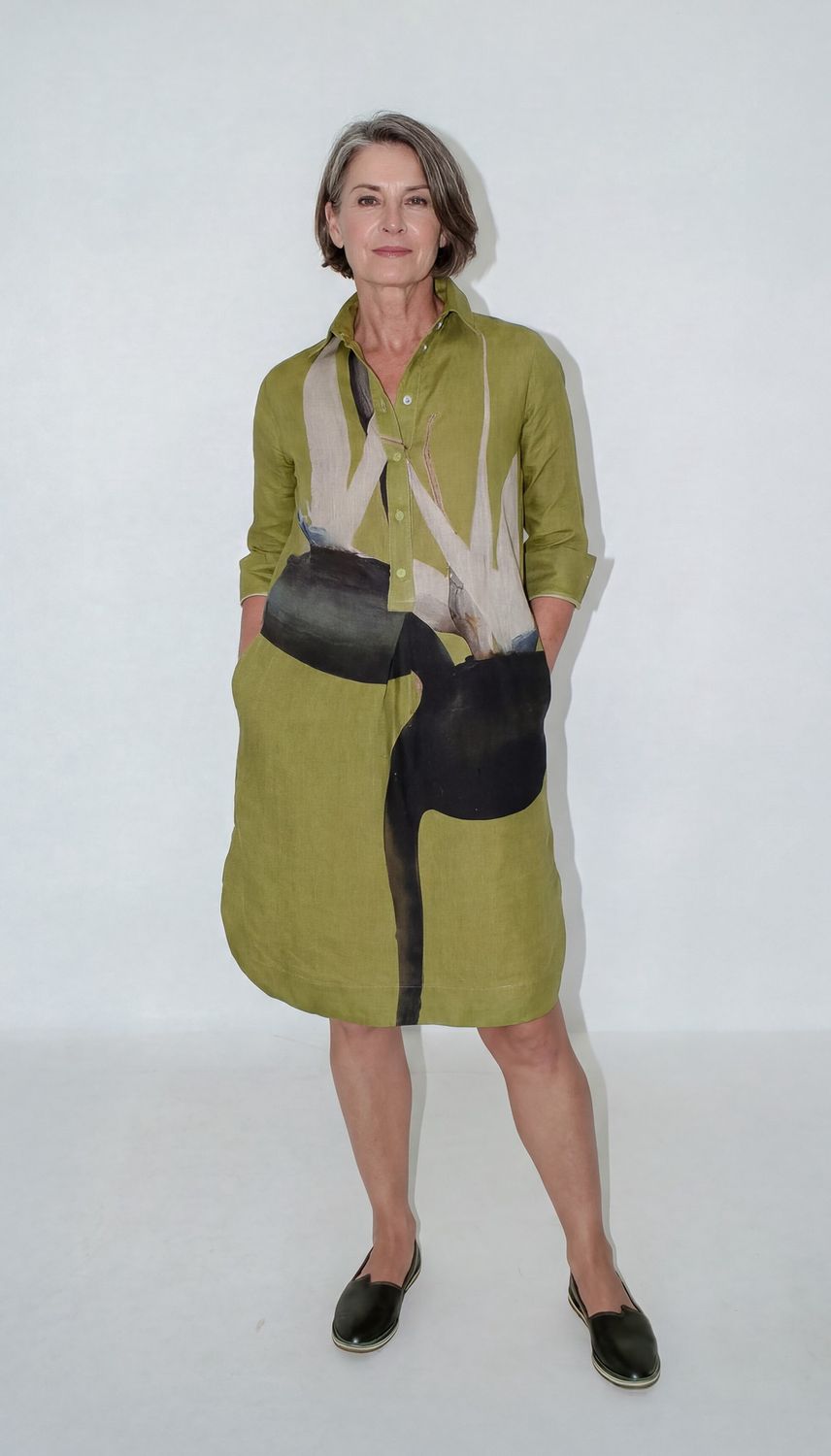 Gayle Shirt, Print: Green Strelitzia, Size: 1