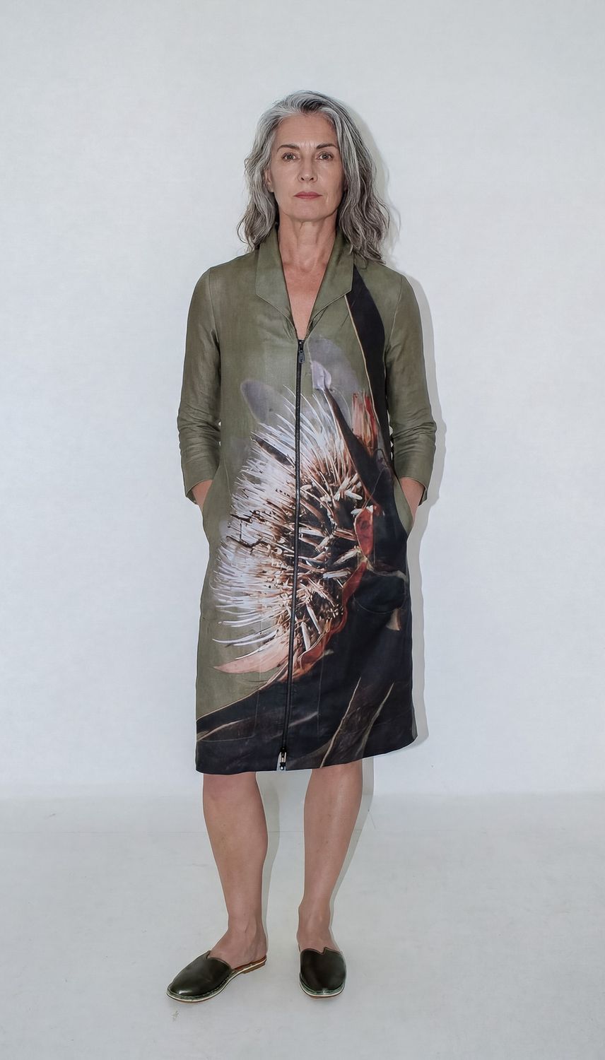 Yoco three Dress, Print: Wa boom protea, Size: 0