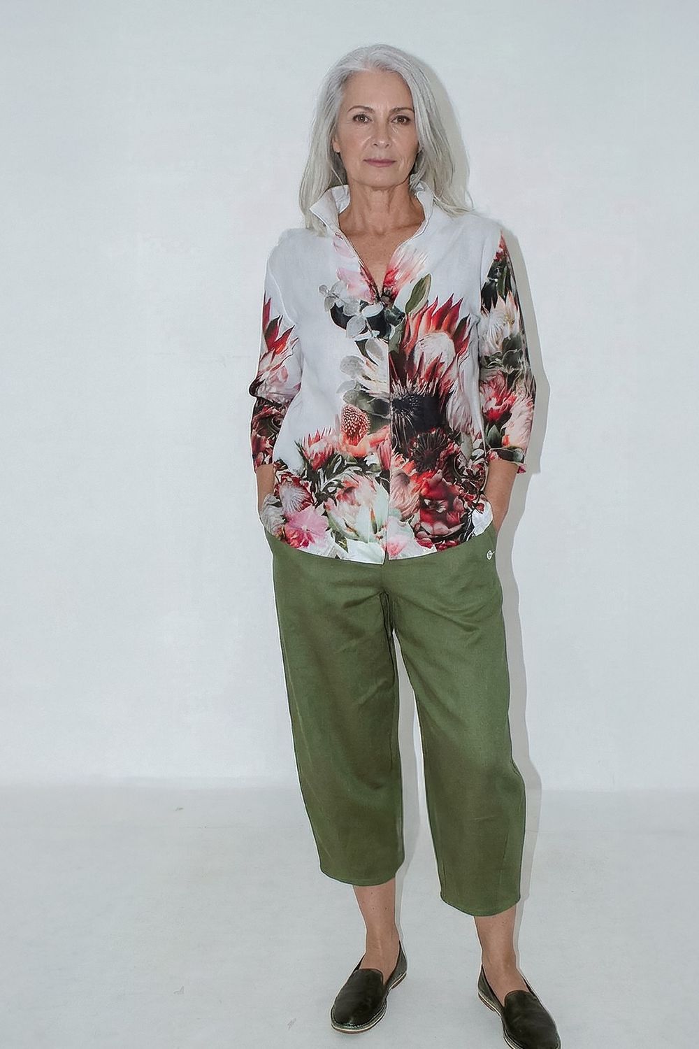 Ina Shirt, Print: Protea border, Size: 0
