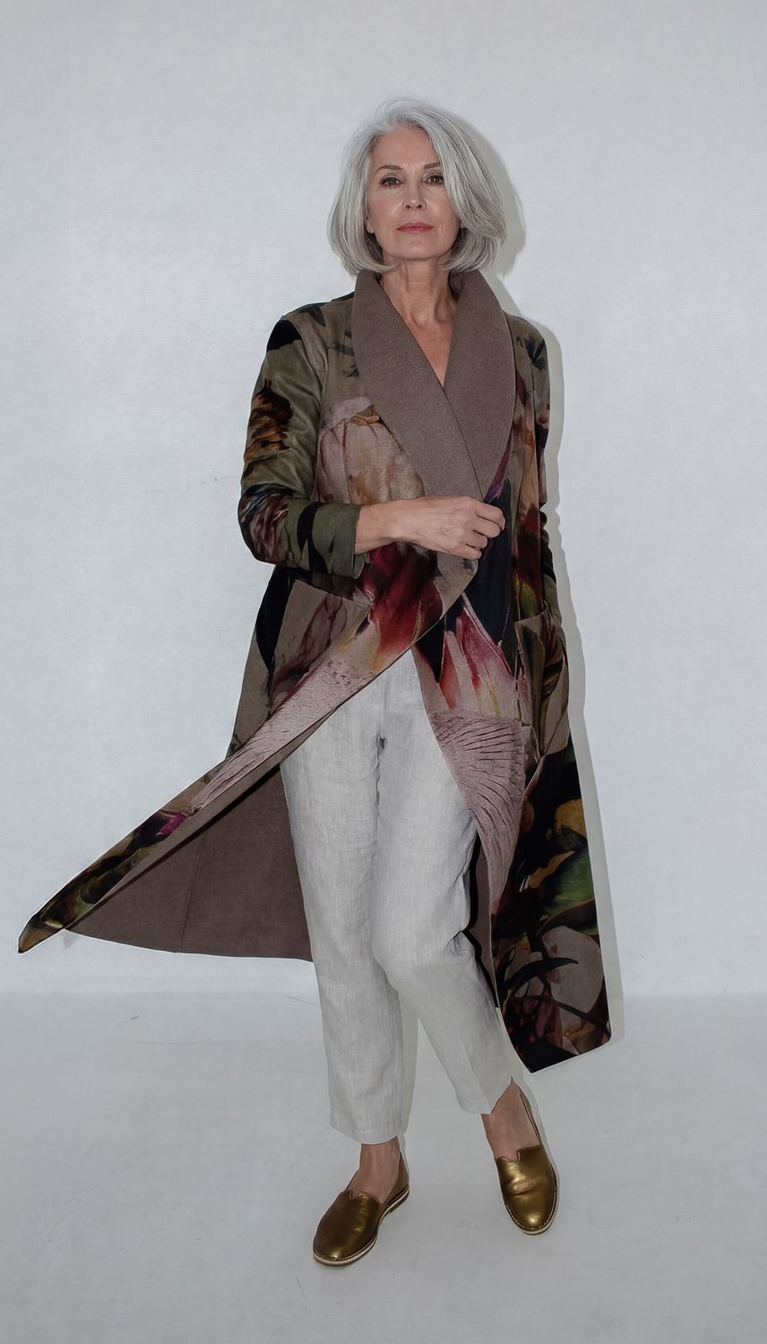 Charlotte Coat, Print: Brush Protea, Size: 0