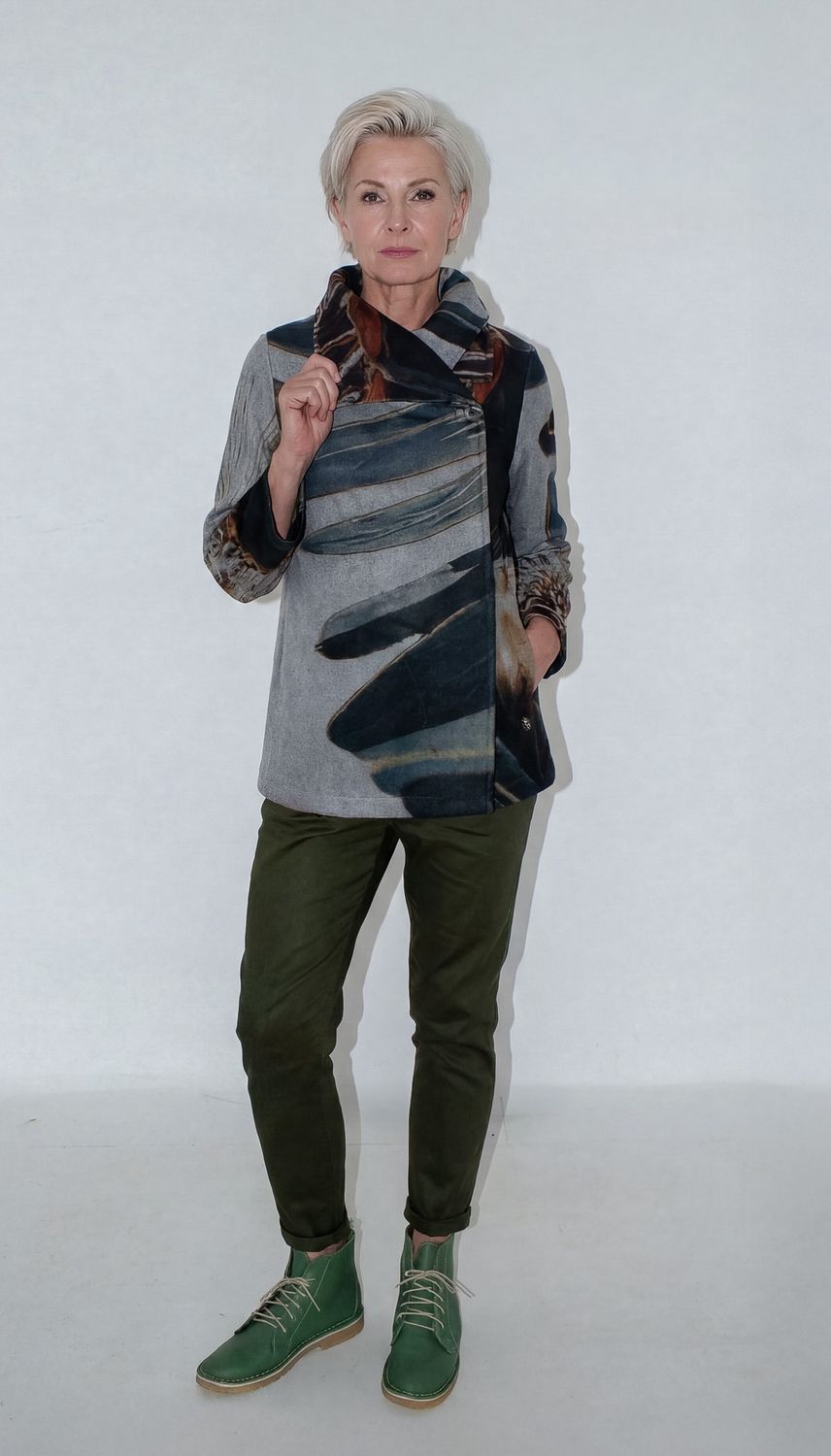 Christine Jacket | Melton, Print: Wa boom Emerald cactus, Size: 0