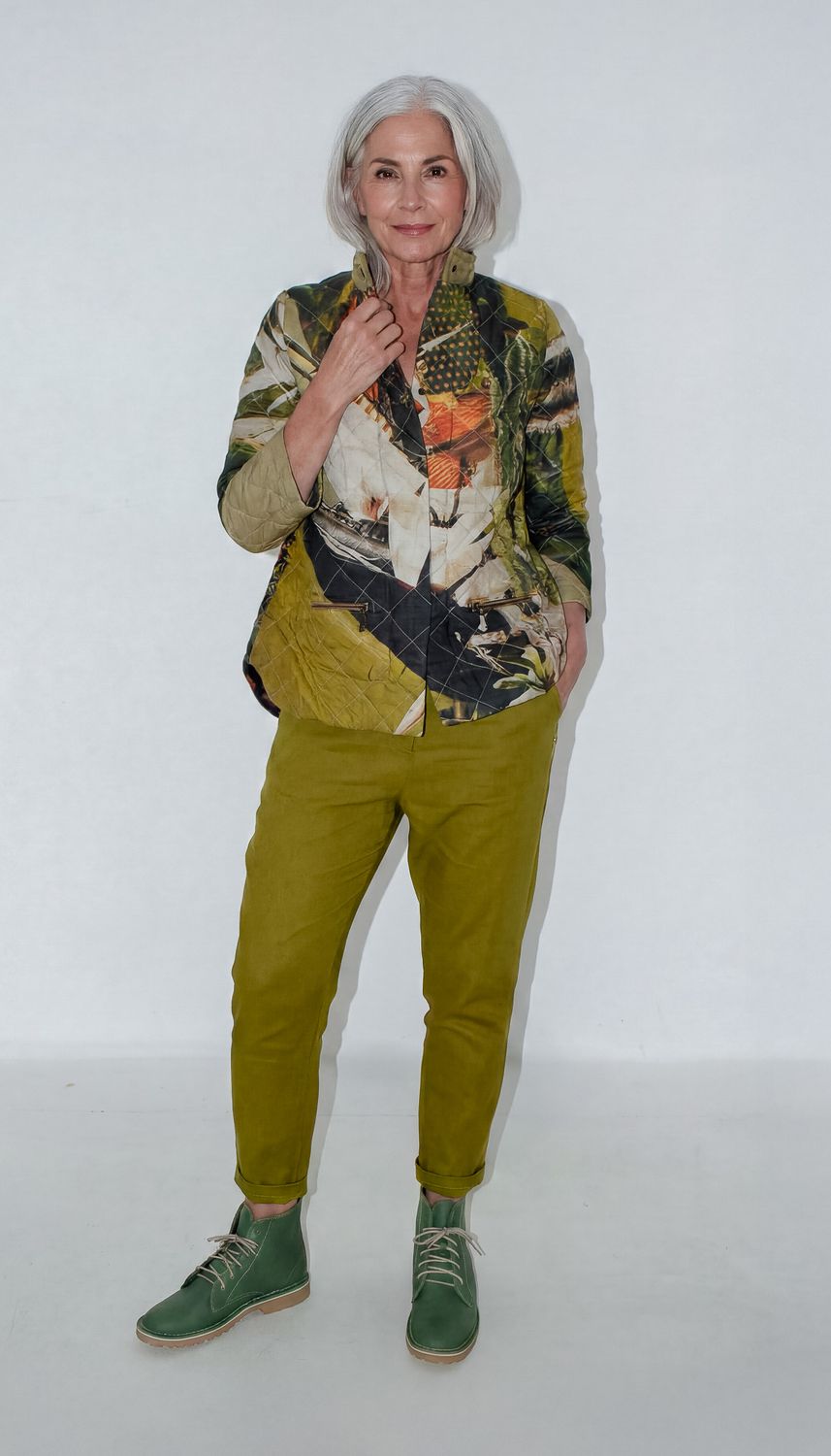 Quilted Mia puffer jacket, Material: Linen Wa Boom Protea, Size: 0