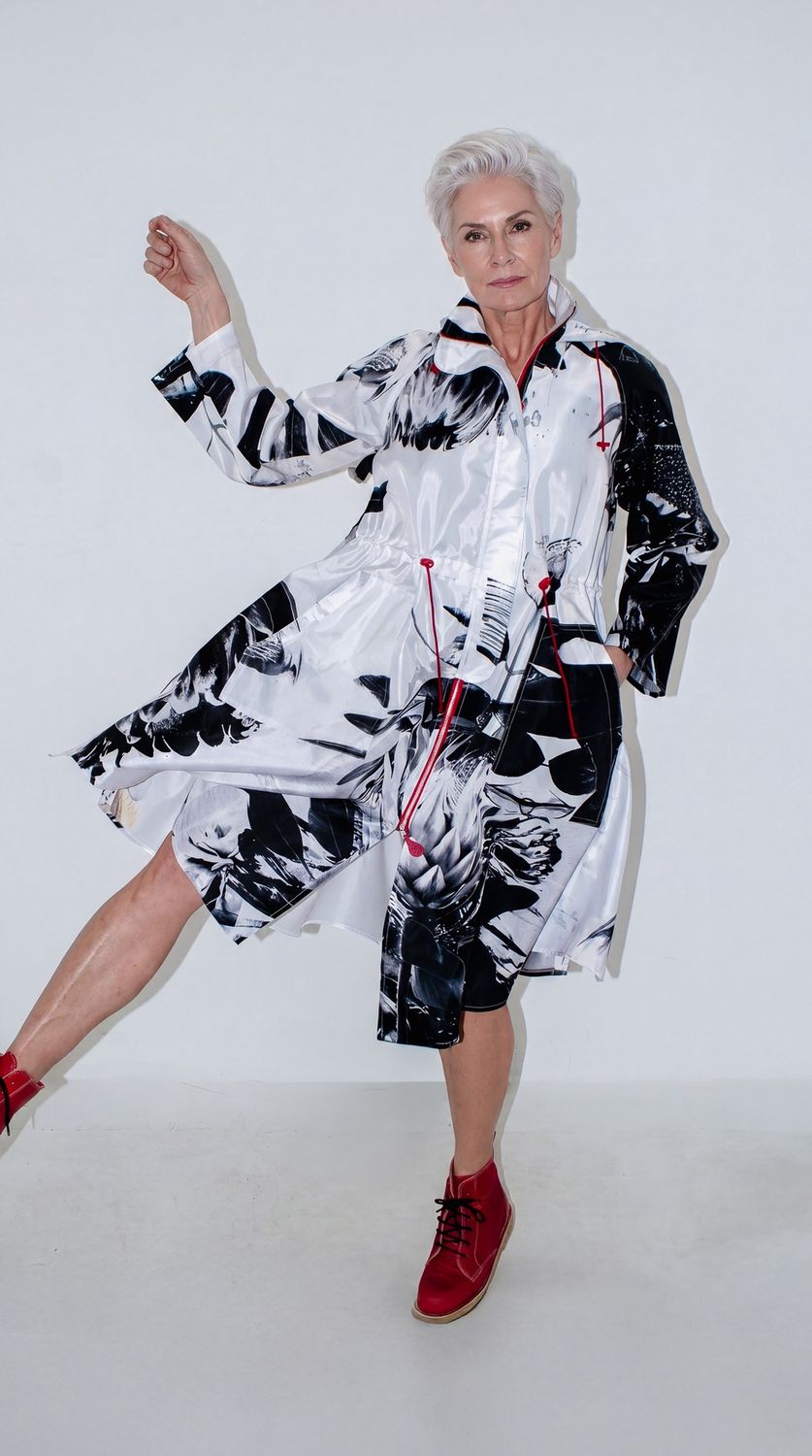 Nina Rain Coat, Print: Ash Protea, Size: 0