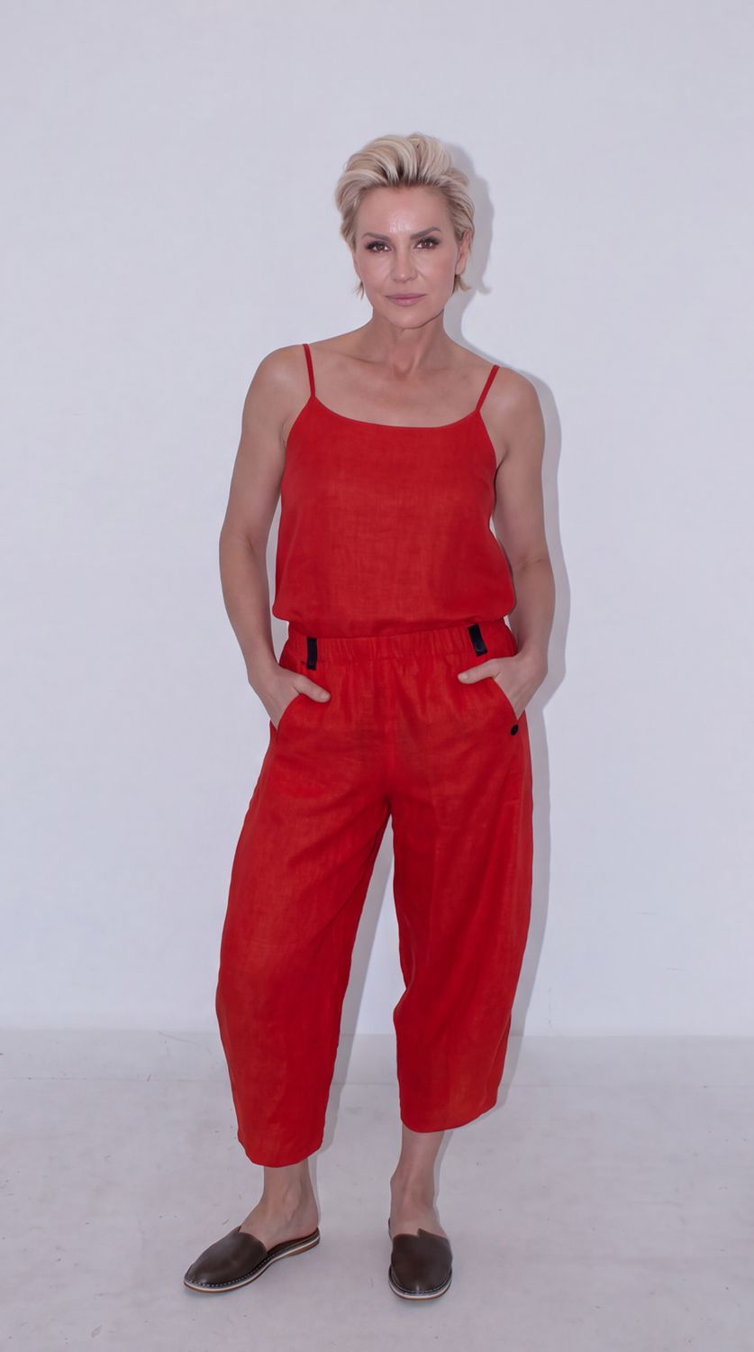 Charmaine Pants | Lyocell Linen, Colour: Rust, Size: 0