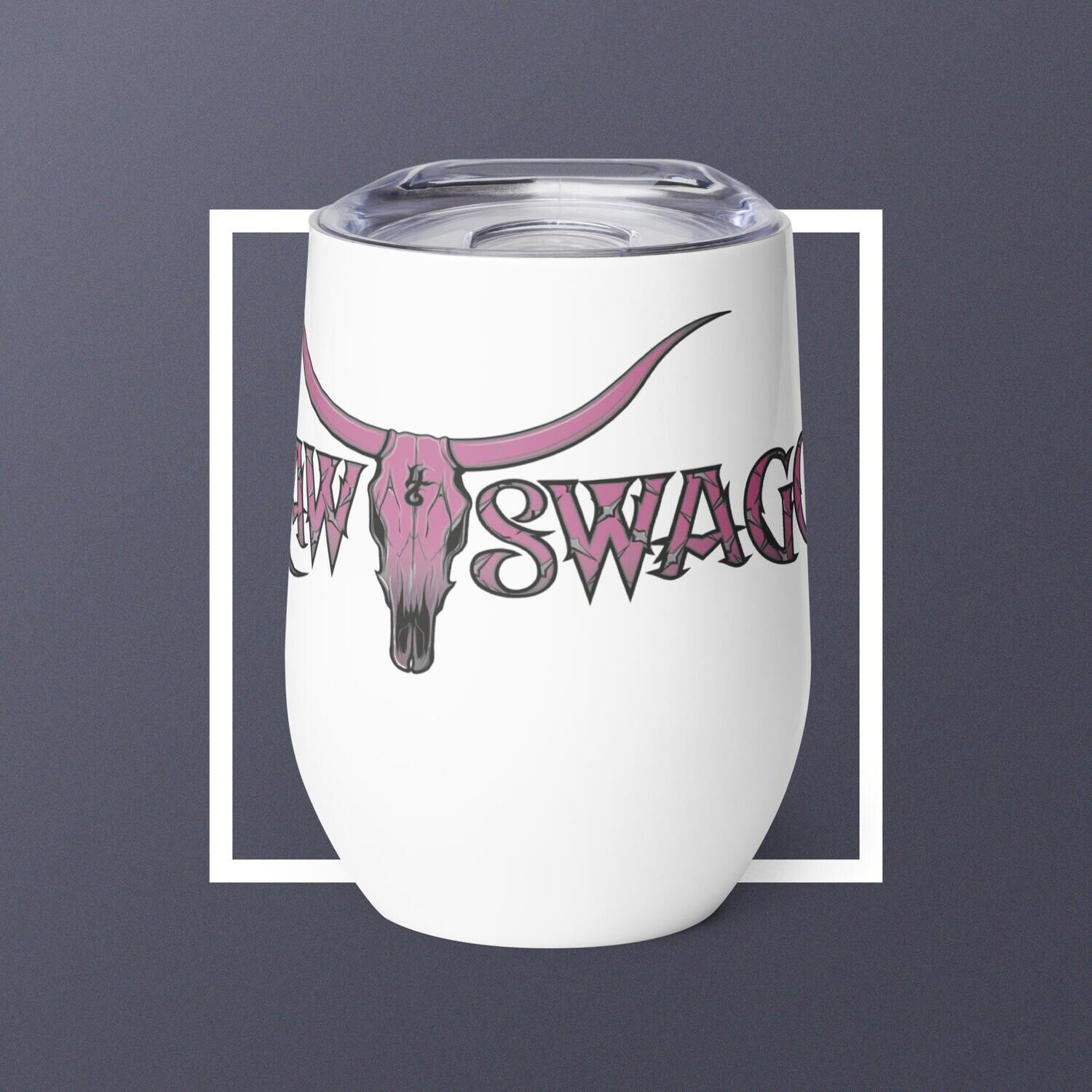 Pink Diamond Plate Outlaw Swagger Wine tumbler