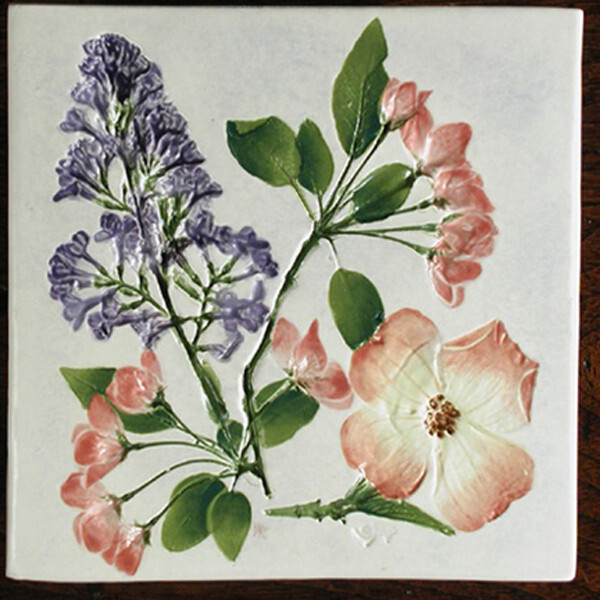 Trivet or Tile 6&quot; Square Dogwood Cherry Lilac