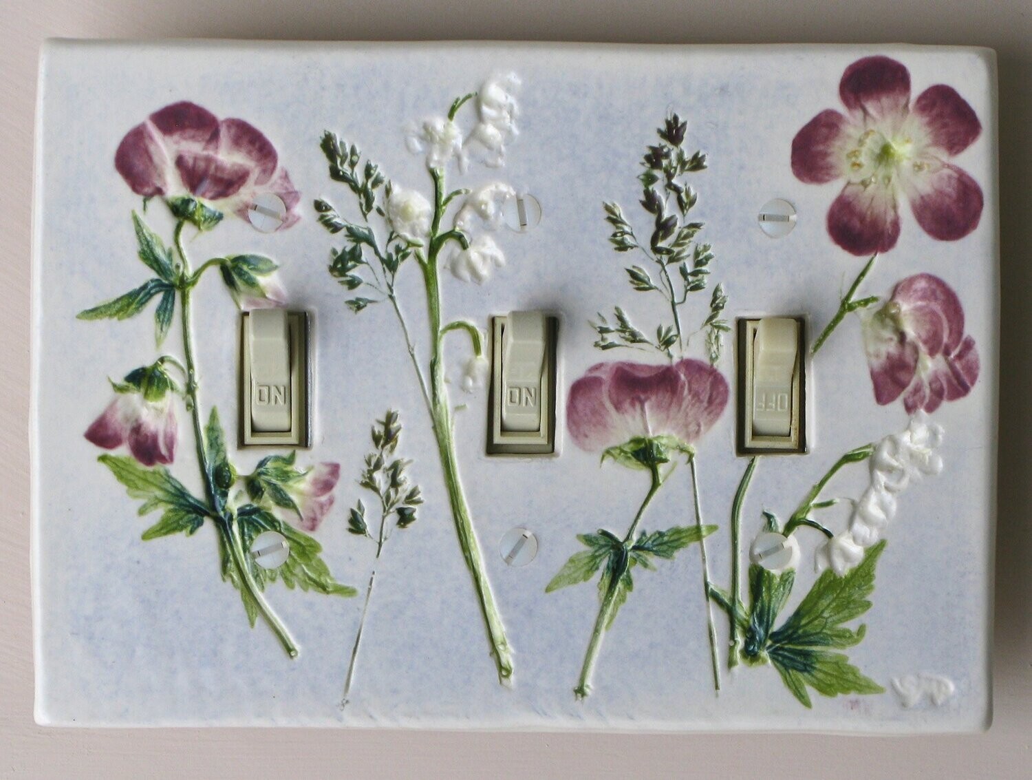 Switch Triple &amp; 6 Screws Wild Geranium Lily of  Valley