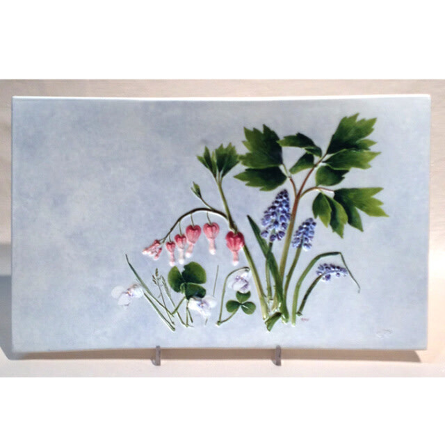 Tray  14&quot; x 8&quot; Bleeding Heart Violets