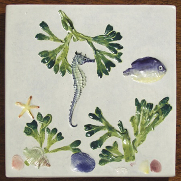 Trivet or Tile 6&quot; Square Sea Creatures