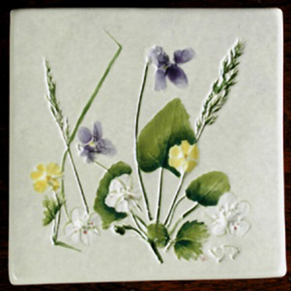 Trivet or Tile 4.25&quot; Cinquefoil Strawberry Violets