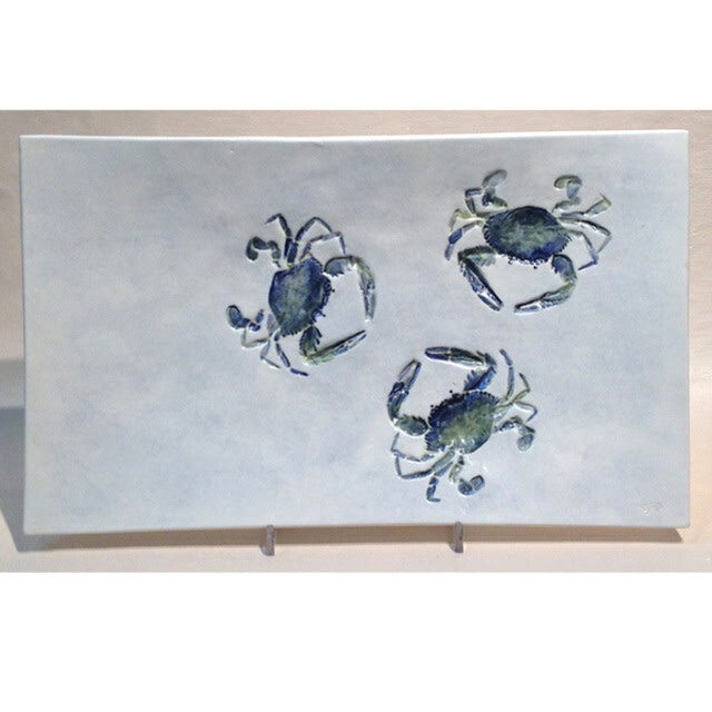 Tray  14&quot; x 8&quot; Three Crabs
